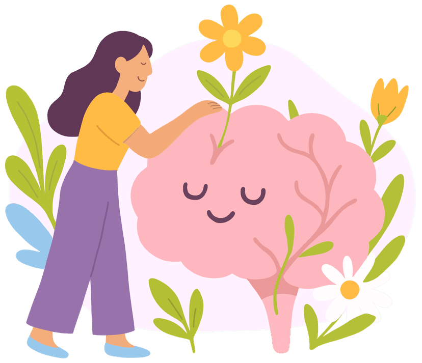 Una mujer acariciando un cerebro